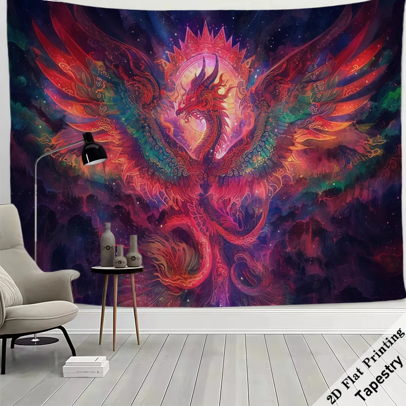 Large Cosmic Dragon Tapestry Wall Hanging Galaxy Art Fantasy Creature Decor 180x280cm Modern Home Decor Poster