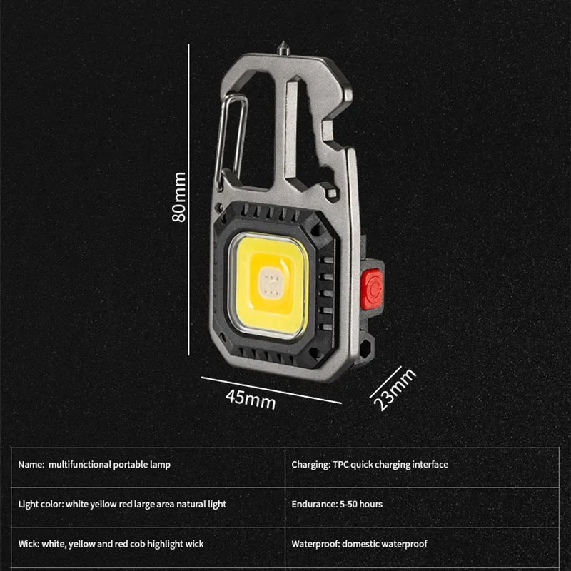 Rechargeable Mini LED Small Flashlight Keyring Screwdriver Wrench Feature Portable Flashlight Strong Magnetic Adsorption Lamp