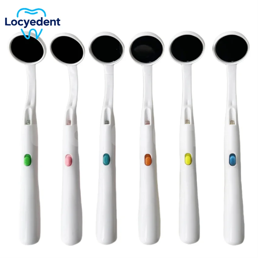 2Pcs Dental Spiegel Led Licht Überprüfen Instrument Überprüfung Spiegel Zahnarzt Oral Super Helle Anti-fog-Mund Spiegel Zahn mode