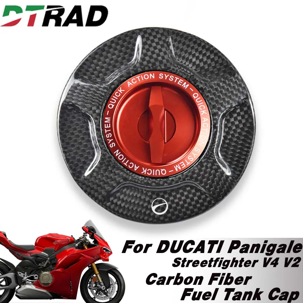 

For DUCATI Panigale/Streetfighter V4/V4S 2025-2026 Carbon Fiber Quick Release Petrol Tank Cap Keyless Oil Gas Airbox Fuel Cover