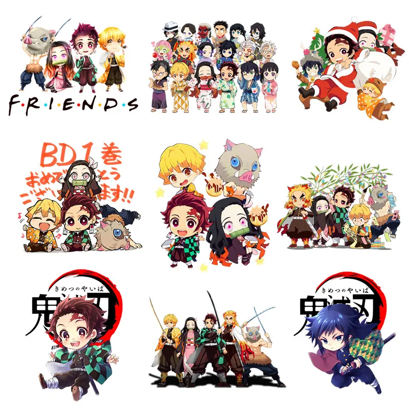 Anime Demon Slayer Cartoon Patches for Clothes Heat Transfer Thermal Stickers DIY Kids Tshirt Iron on for Women Cute Appliqued