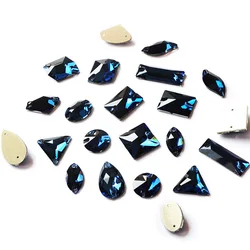 Top Quality Montana Electroplatin Glass Crystal Shape Rivoli Sewing Stones Flatback Sew-on Rhinestones For Garment Clothes