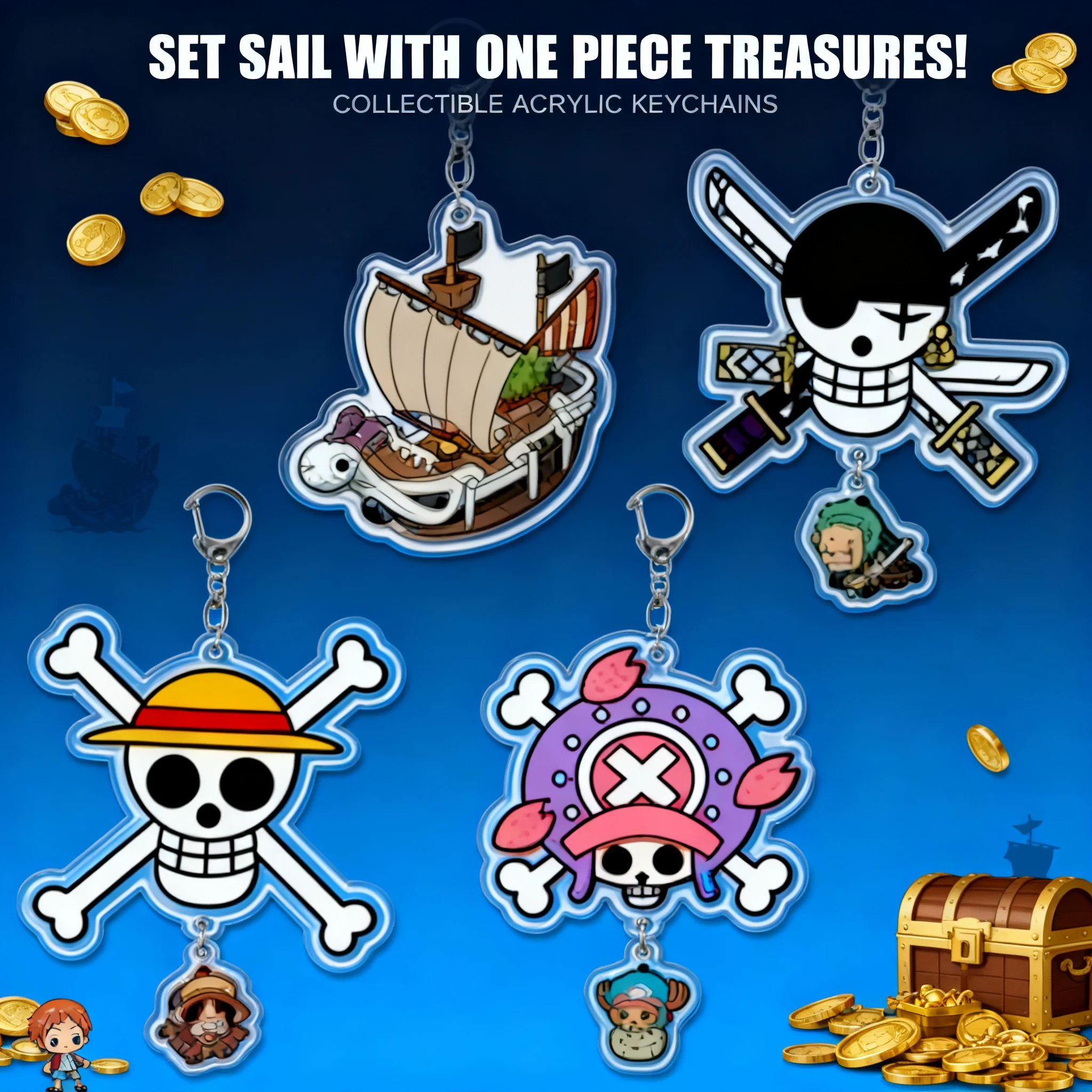 

One Piece Acrylic Keychain Luffy Zoro Anime Accessory Cute Pendant Layered Design Ready Stock Dropshipping