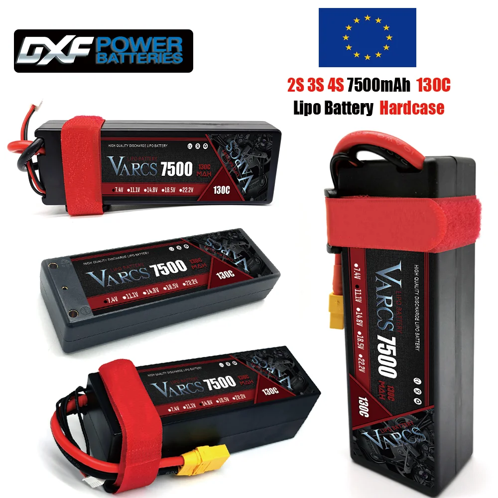 

VARCS 2S 3S 4S Lipo Battery 7500mAh 130C with XT60 EC5 TRX T/DEANS XT90 XT150 Plug HardCase For 1/8 Buggy RC Car Boat Airplane