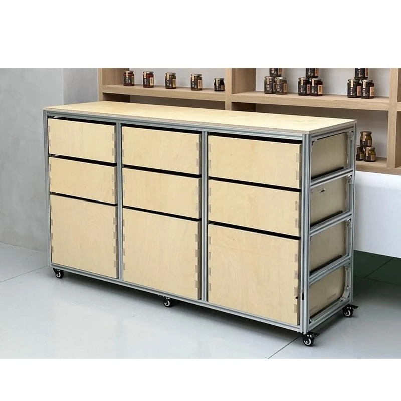 

Simple and modern floor-to-ceiling multi-layer aluminum profile side cabinet, ocean plate chest cabinet with drawers