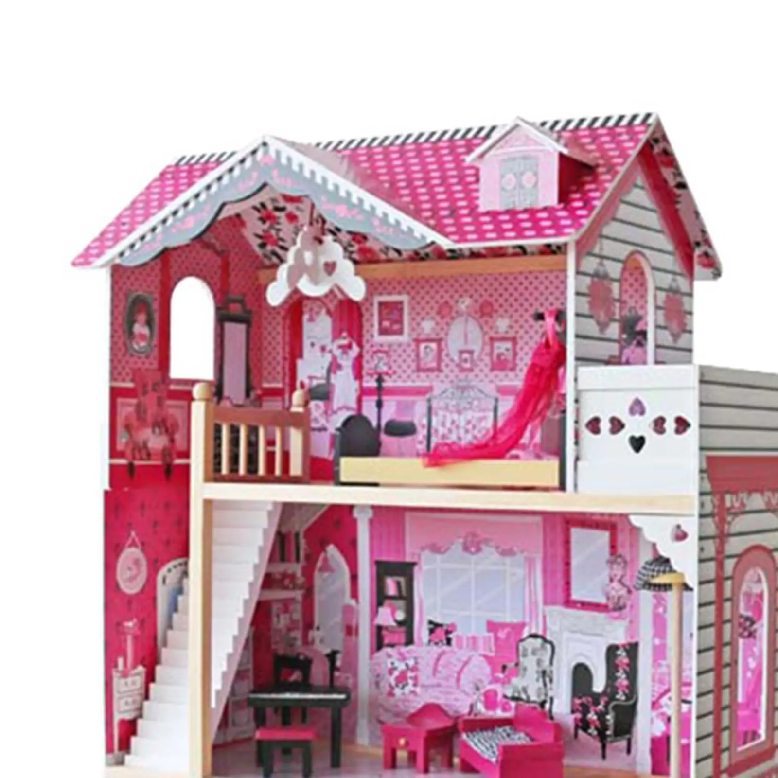 Principessa Doll Villa Giocattolo Regali Casa delle bambole per bambini Playset Kit casa delle bambole fai da te Mobili e accessori per bambini Ragazze Bambini