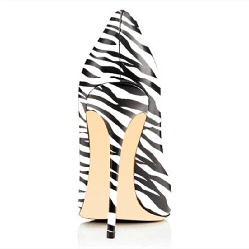 SHOFOO shoes Women\'s fashionable shoes. Pointed toe pumps. About 12 cm high heels Women\'s zebra print shoes Fashion show banquet