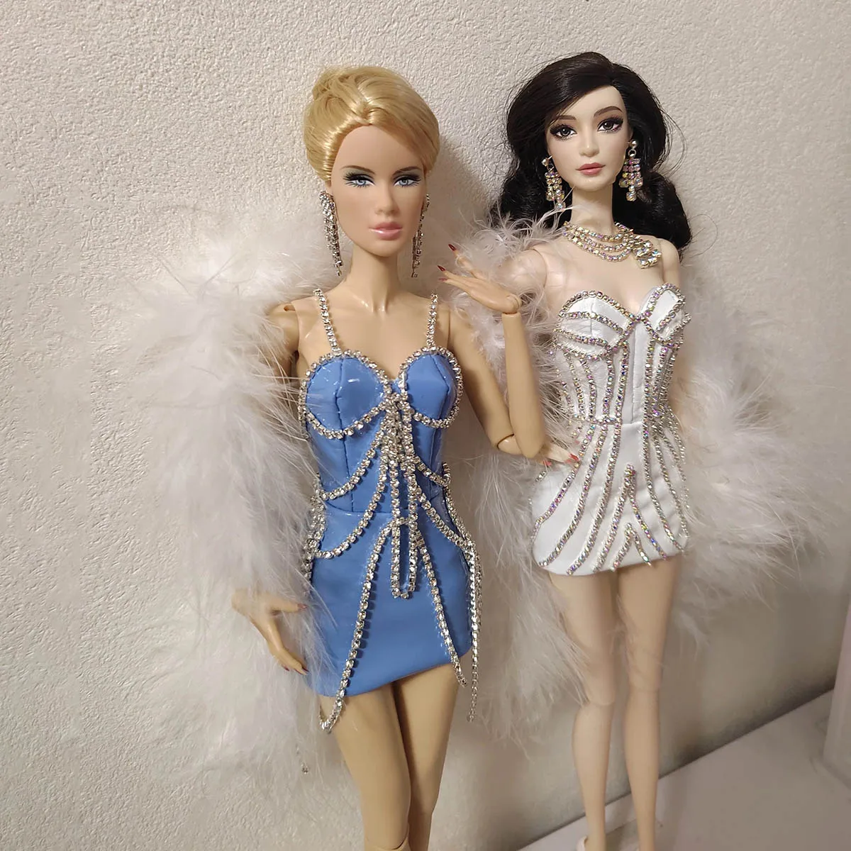 

1/6 Scale Doll Clothes Accessories Original Design Luxury Diamond Leather Dress Handmade Dinner Dress For 30CM Supermodel BJD FR