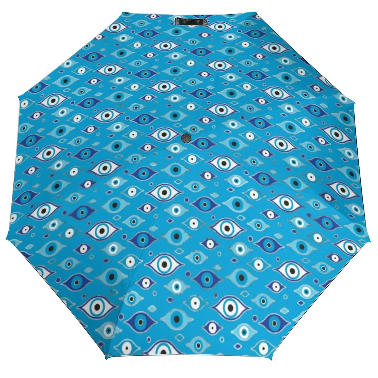 Imagem -03 - Evil Eye Guarda-chuva Não Automático de Dobras Guarda-chuva Grego Mati com Proteção uv Guarda-sóis Portáteis Resistentes ao Vento para Homens e Mulheres