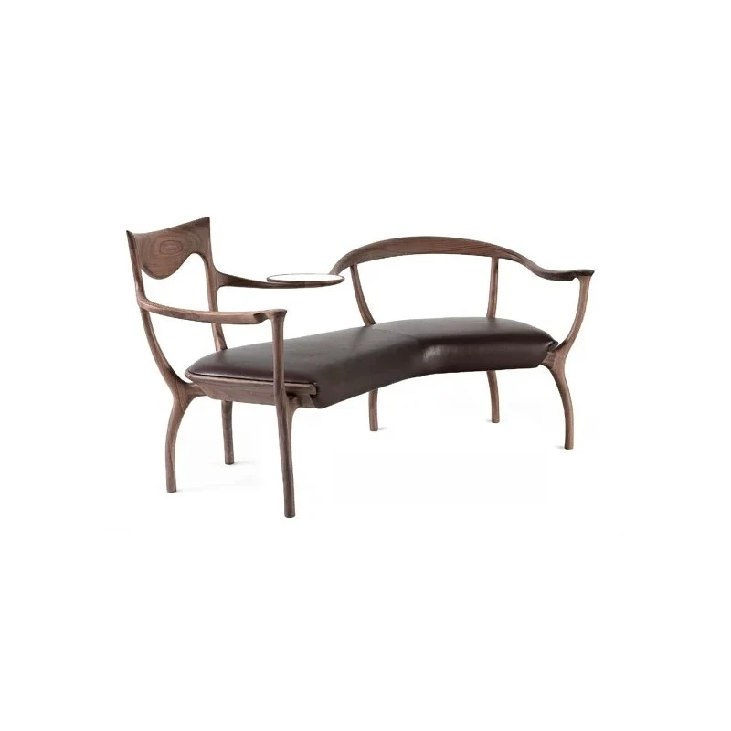 

North American black walnut chaise longue new Chinese solid wood leisure sofa chair