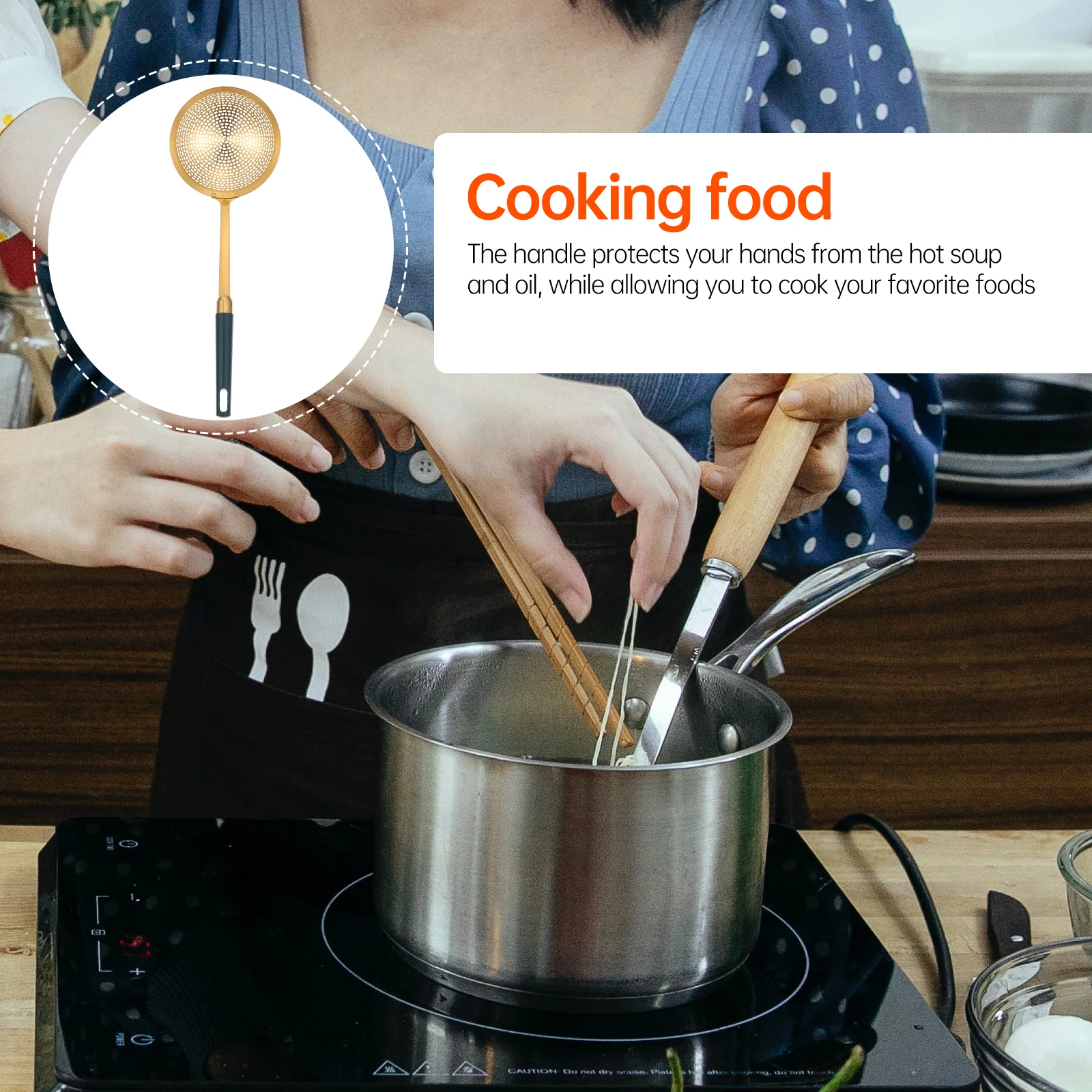 

Stainless Steel Strainer Skimmer Long H Spoon Kitchen Utensil Frying Tool Metal Cooking Gadgets Oil Water Separator Perfect