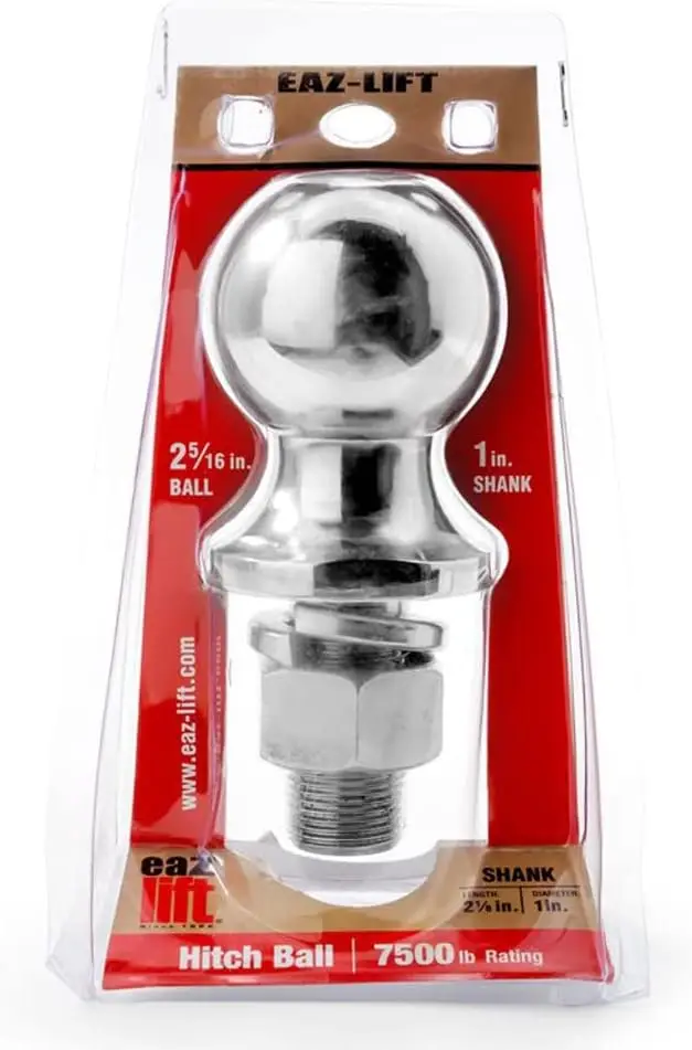 

Eaz-Lift 48224 2 5/16' Hitch Ball with 1' Shank -Chrome Plated Heavy Duty Steel 7,500 lb Rating