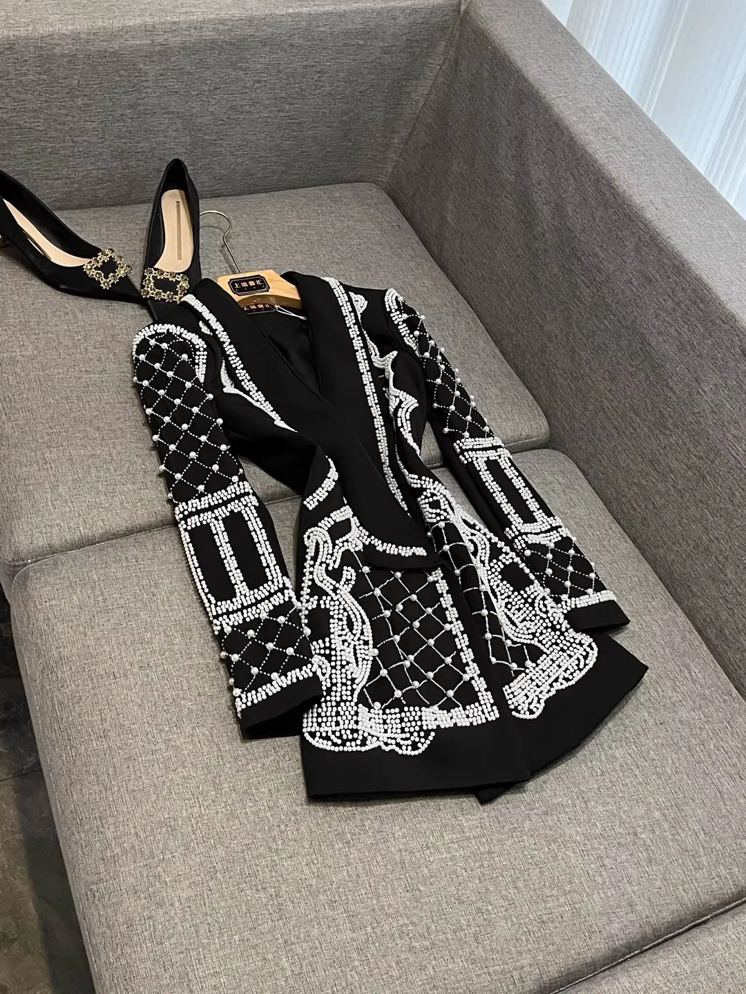 

Ele Slim Fit Women's Suit Jaet Luxury Bead Embroidery High-End Sensation Autumn New Sle Faionable Outerwear K0