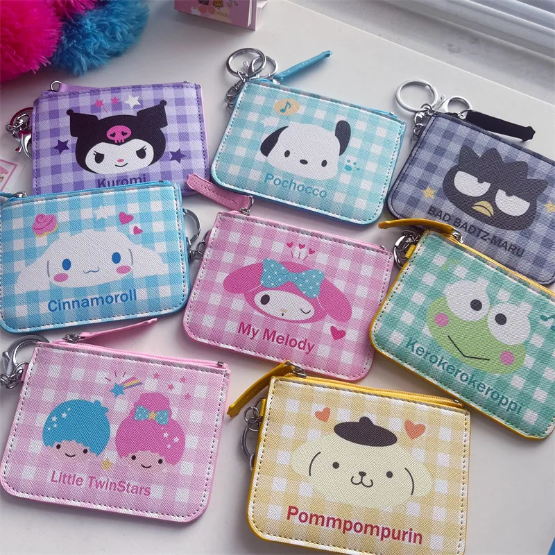 Cartoon Kawaii Sanrio Multifunctional Storage Bag Kurumi Cinnamoroll Dog Purse Card Set Coin Purse with Key Chain Pendant