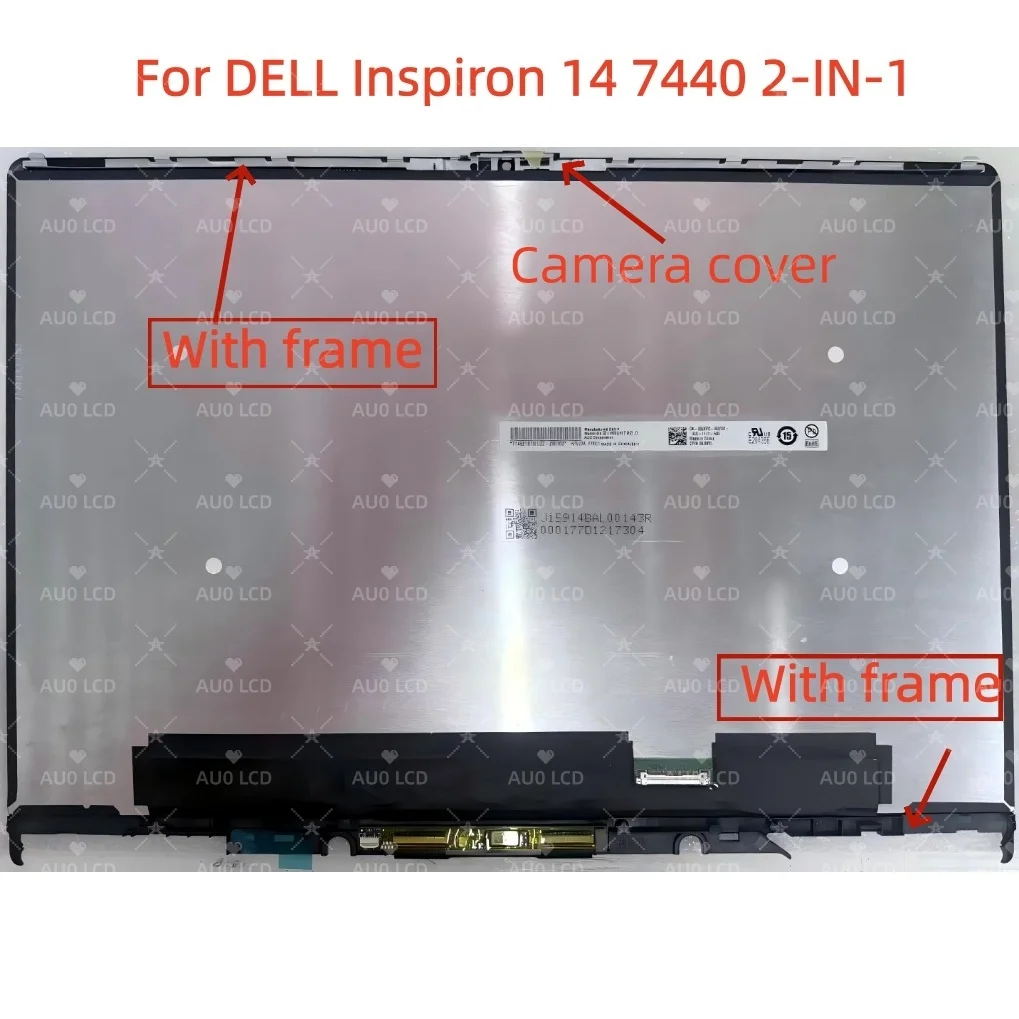 For DELL Inspiron 14 7440 2-IN-1 DPN 09JKP0 14.0'' Laptop LCD Screen Touch Digitizer Assembly B140UAT02.0 69.14BAL.T01