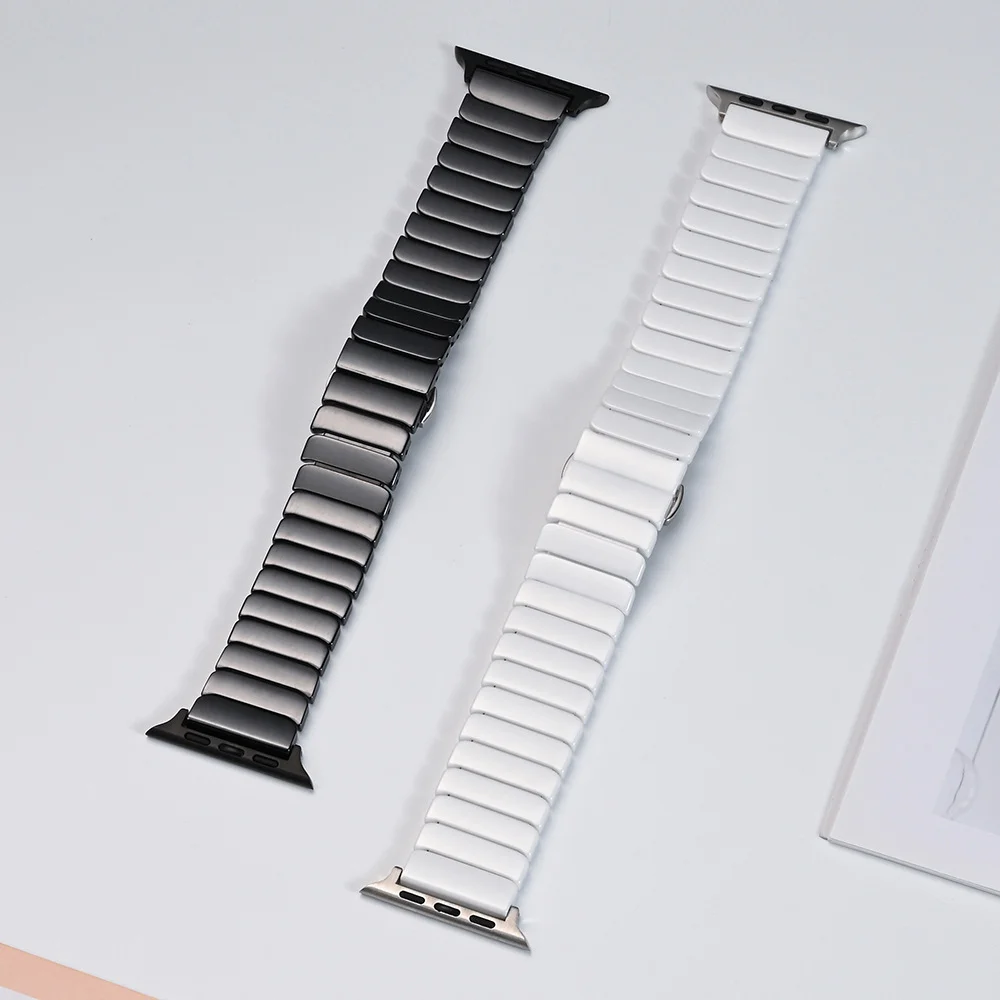 Ceramic Strap for Apple Watch Band 45mm 41mm 44mm 40mm 46mm 42mm 38mm Ultra 49mm Metal Bracelet iWatch Series 10 9 8 7 SE 3 5 6