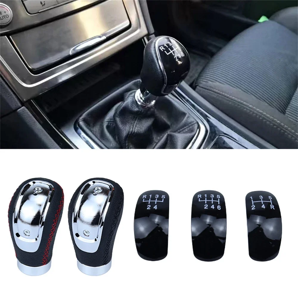 5 6 Speed Car Aluminum Leather Manual Shifter Lever Gear Shift Knob AT MT Handle Shape Knobs Fit For Honda Toyota Nissan