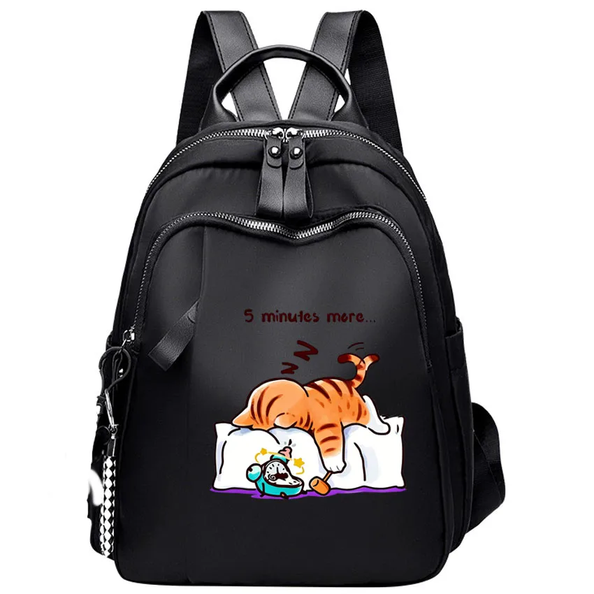 

Double-shoulder bag The Cat That Always Wants To Sleep Pattern Design Printing Girl schoolbag women's multi-purpose bag