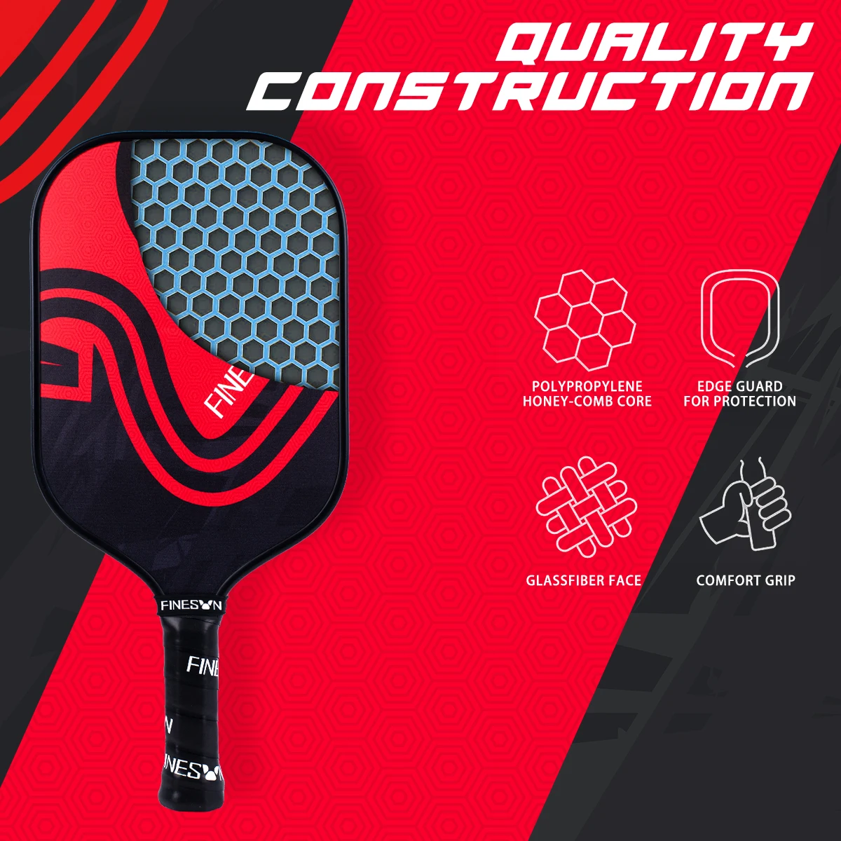 Finesun Pickleball Paddles Set with Bag USAPA Compliant Fiberglass Face Pickle Ball Paddle Set Comfortable Ergonomic Grip