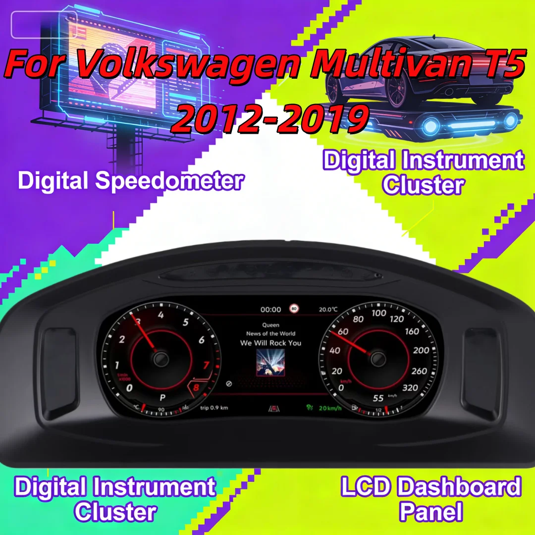Digital Instrument Cluster  Virtual Cockpit For Volkswagen Multivan T5 2012-2019 Speedometer Odometer Meter LCD Dashboard