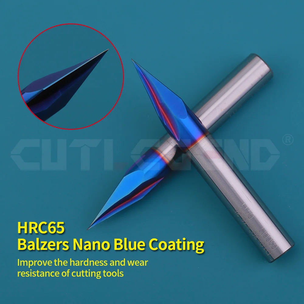 HRC65 Chamfer Milling Cutter Nano Blue Coating Carbide 3-12mm diameter 30 Degree Chamfering Mill Deburring Edges V Grove Router