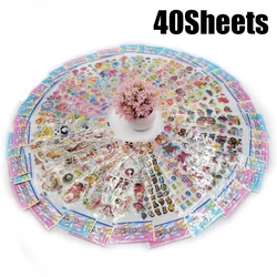 40Sheets/Pack Assorted Cute Cartoon Styles 3D Bubble Stickers Animal Vehicle Heart Shape Flower Festival Class Rewards Gifts ZYF