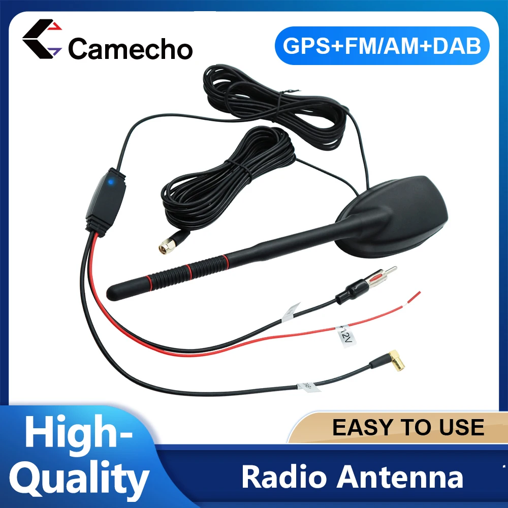 Camecho-Antenne DAB active amplifiée pour voiture, montage sur le toit supérieur, étanche à la poussière, DAB + GPS + FM
