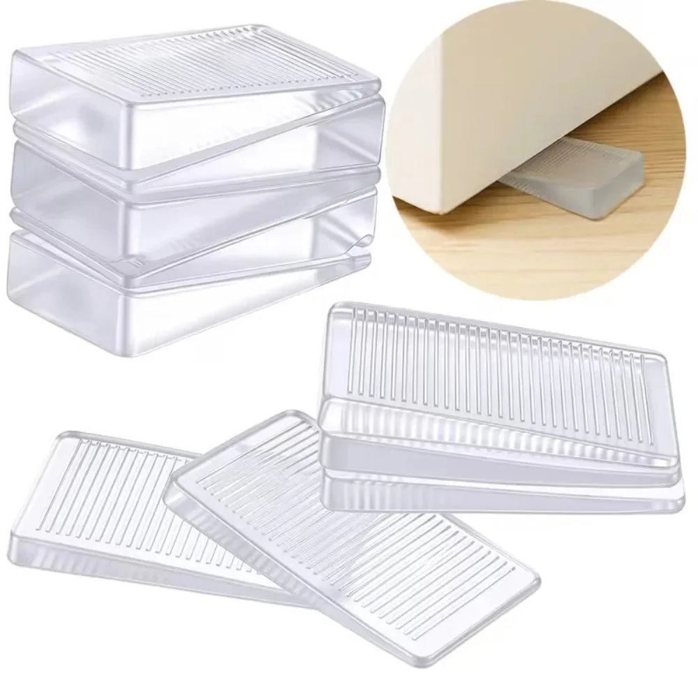 No Drill Stackable Clear Rubber Wedge Door Stops Sturdy Silent Anti Slip Furniture Pads for Home Office School Home Improvement