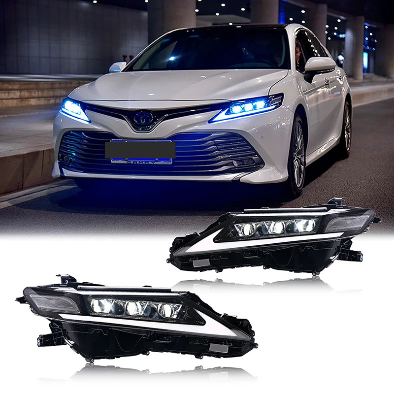 Auto Lighting System LED Modified Headlight Car Front 3 Eyes Headlight LED Headlamp ForCamry 2018 2019 2020customcustom