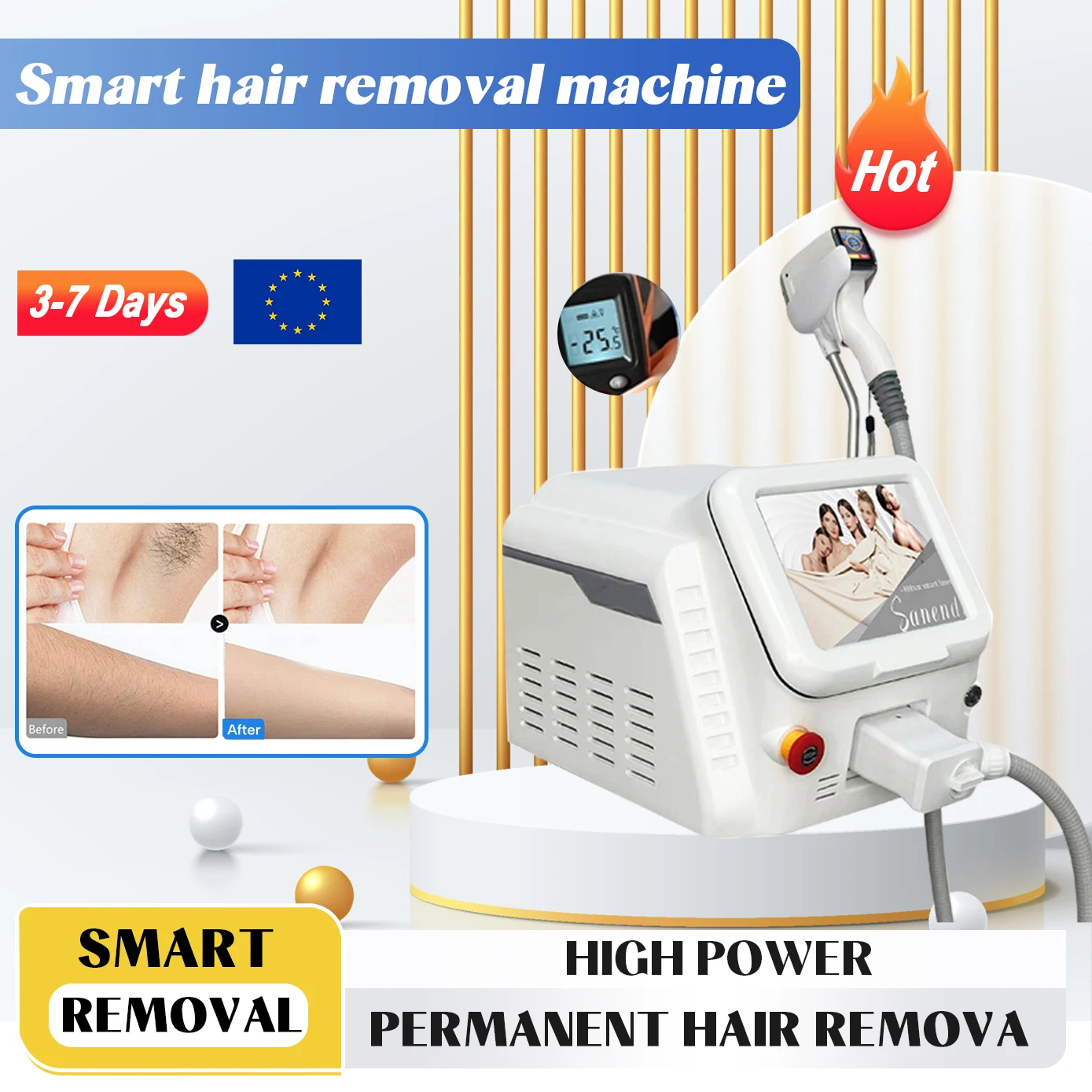 2025 Portable Diode Laser Hair Removal Professional Machine Titanium depilador laser Body 3 wavelength Laser epilator for women