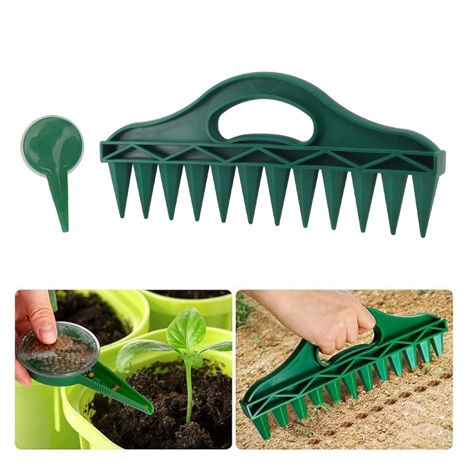 12 Holes Soil Digger Planter Increase Efficiency Garden Sowing Spacer With Adjustable Seeder Dispenser For Planting