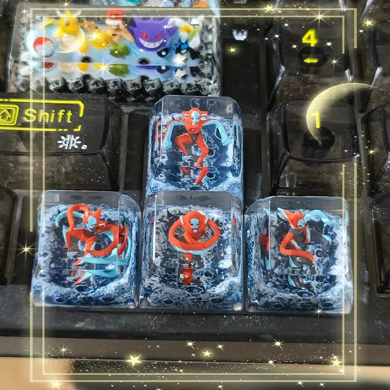 Anime Keycaps Legendary Bird Legendary Beasts Giratina Resin Transparent Stereoscopic Keys For Mechanical Keyboard Gifts