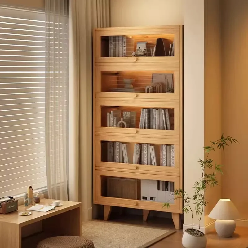 

With glass door, living room dust-proof display, storage cabinet, rack against the wall, integrated locker, vertical cabinet