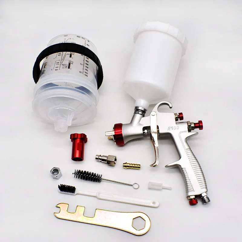 

High Quality LVLP Spray Gun R500 Car Paint Gun with 600CC No Clean Cup and Spray Gun Adaptor for Cars Finish Painting