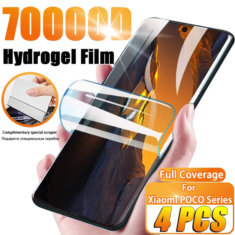 4PCS HD Hydrogel Film For Xiaomi POCO X6 Pro F6 F5 X5 X4 X3 Pro NFC GT Full Cover Screen Protector For Poco M6 M5S M4 Pro C65 5G