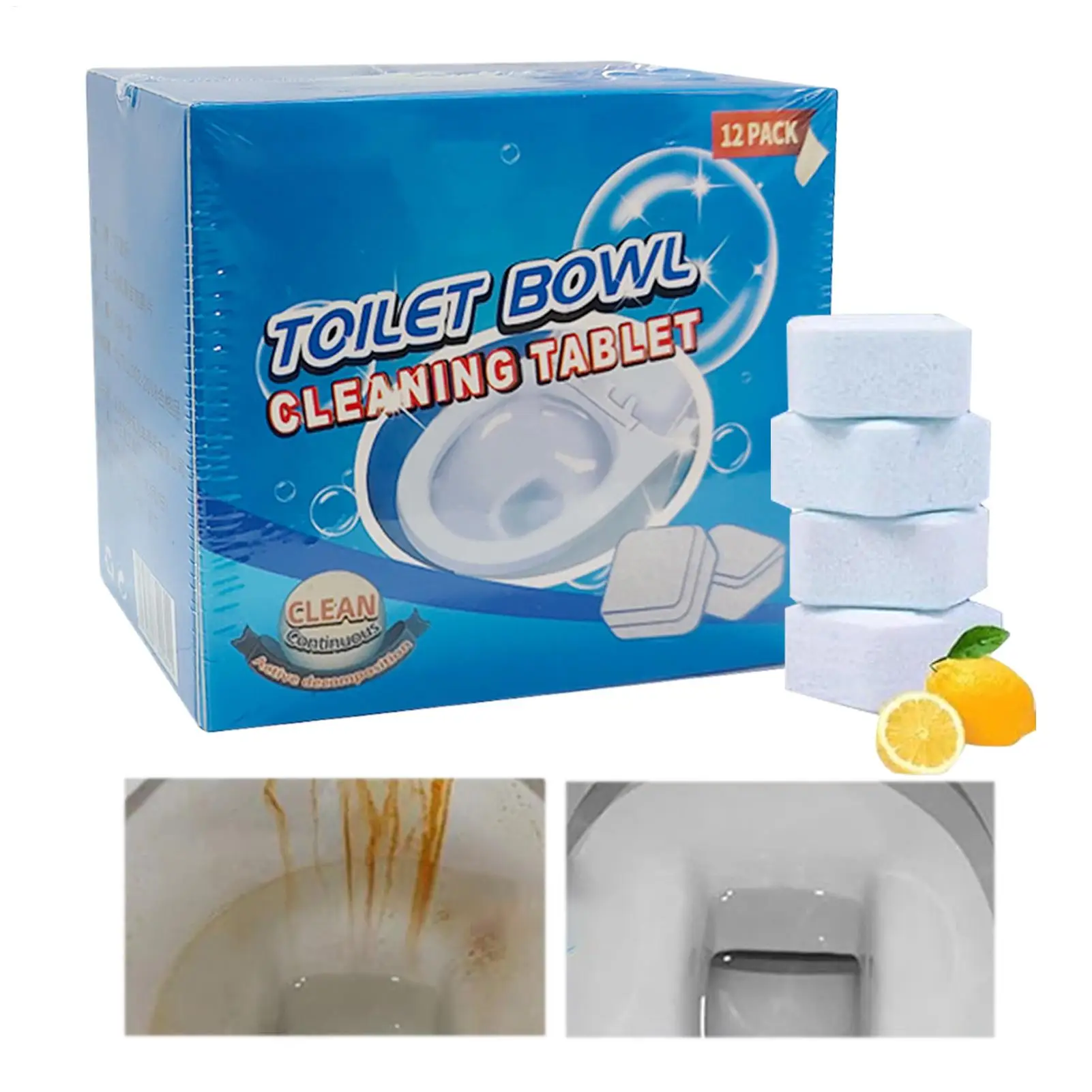 

Toilet Tank Cleaner Tablets 180g Long-Lasting Fresh Scent Automatic Bowl Cleaner for Hard Water Limescale, Home Hotel Commercial