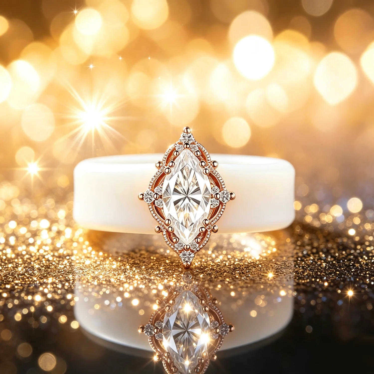 Elegant Marquise CZ  Silicone Rings for Ladies,  Frame White Silicone Band Stackable Wedding Band Daily Wear Jewelry