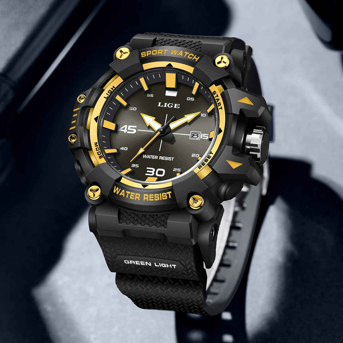 ساعة كوارتز رياضية كاجوال للرجال من LIGE، حزام سيليكون خارجي، ساعات بسيطة خفيفة مقاومة للماء للرجال، ساعات رجالية للتاريخ التلقائي #2