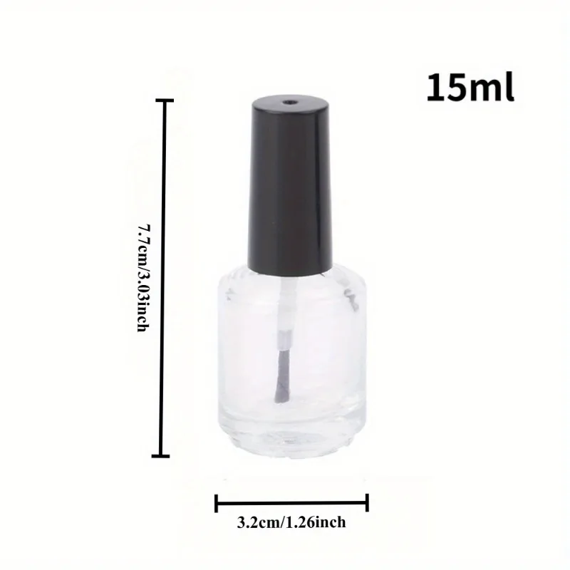 5 قطع 15 مل زجاجة طلاء أظافر زجاجية شفافة فارغة مع غطاء فرشاة حاويات مستحضرات التجميل زجاجات زجاجية للأظافر مع فرشاة #3