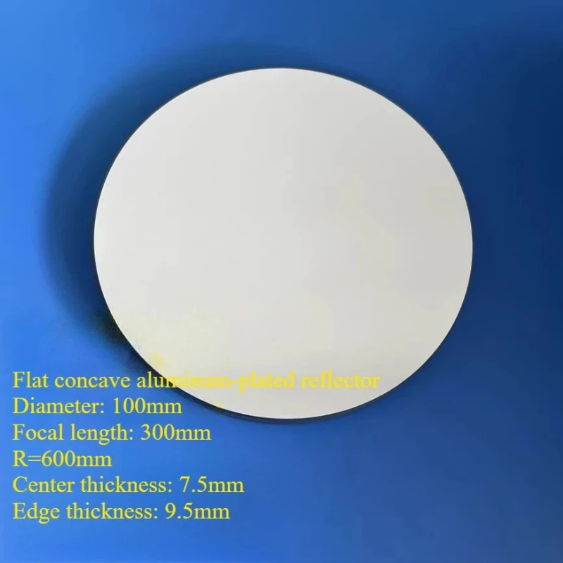1PC 100mm Diameter Plano-Concave Spherical Reflector Focal Length 300mm Concave Mirror UV-enhanced Aluminum Coating