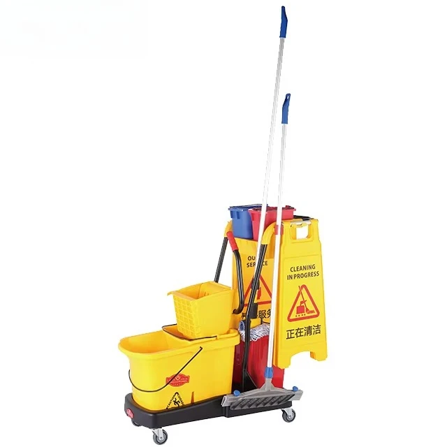 

Plastic Cleaning Trolley Cart Mop Bucket Wringer Hotel Cleaning Cart