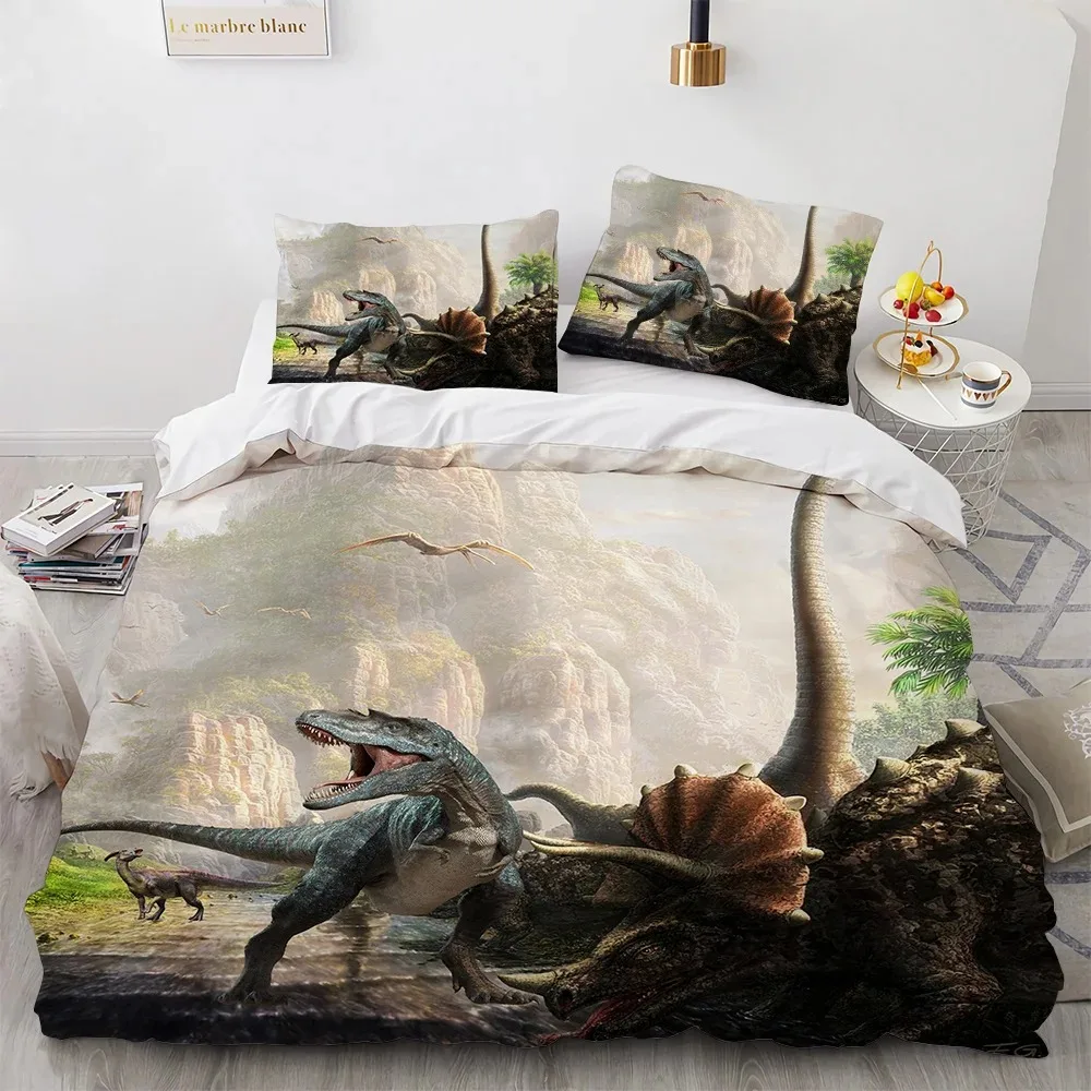 3D Dinosaur Bedding Sets Jurassic World Polyester Duvet Cover Sets Unique Dinosaur Bedding for Boys Adults Full King Twin Size