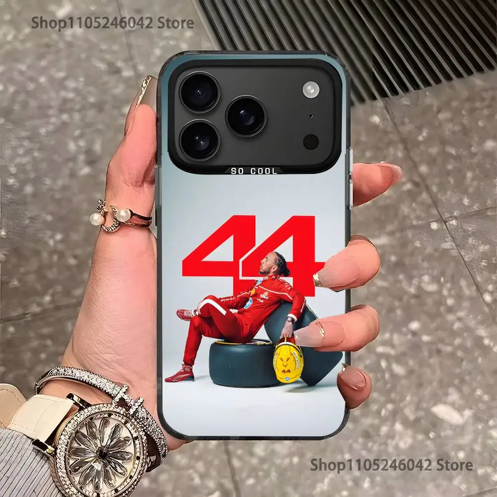 Racing 44 L-Lewis H-Hamilton For iPhone 17,16,15,14,13,12,11,Mini,Pro,E,SE4,XS,MAX Black Candy Matte Cover - Detail 1