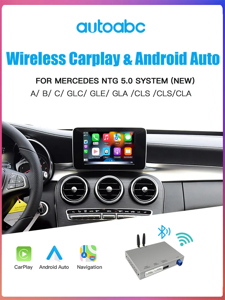 AUTOABC Draadloze CarPlay Android Auto voor Mercedes Benz A B C E Klasse GLA CLA CLE W205 W176 W204 W246 W167 NTG4.5/5.0 Spiegel - afbeelding 2