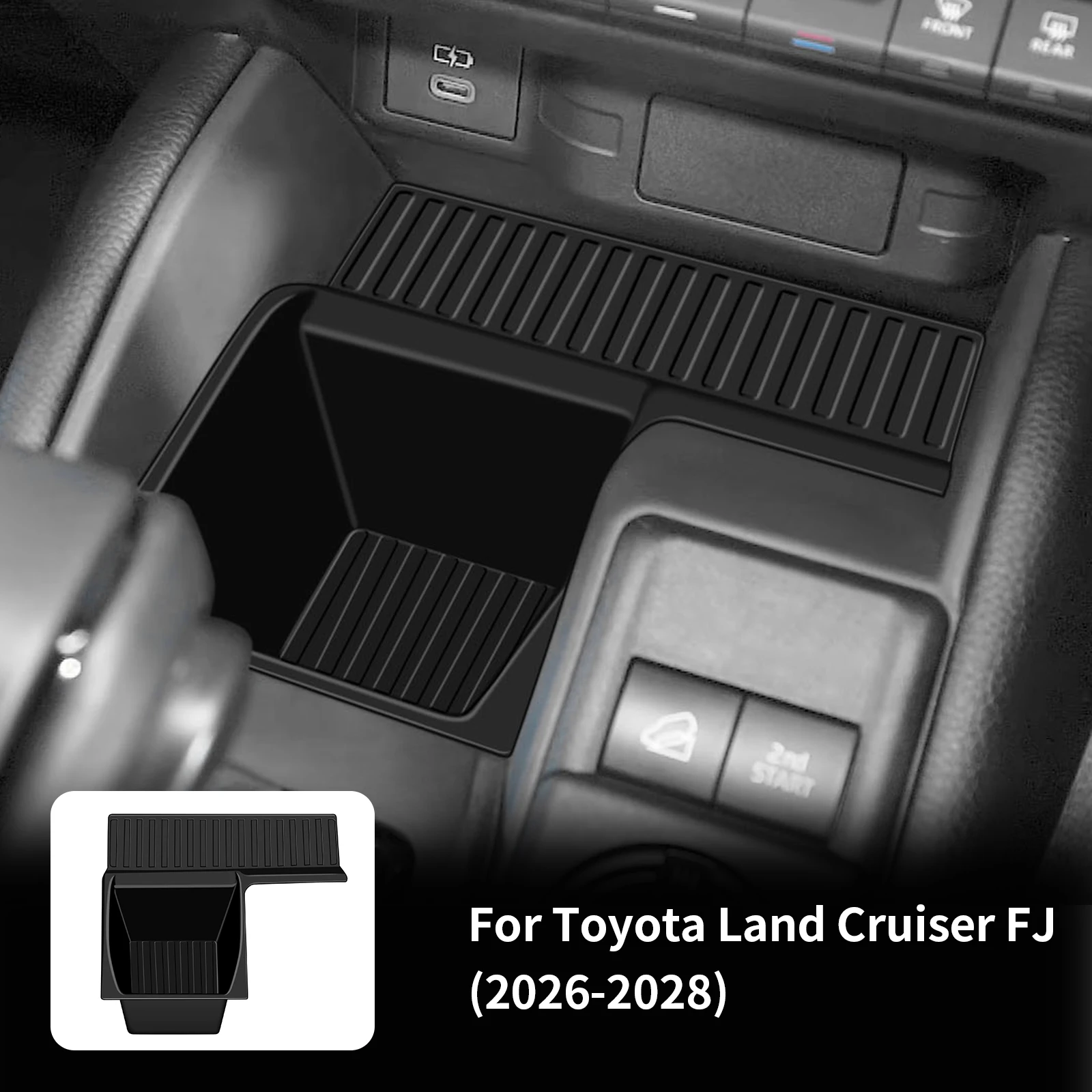 RHD For Toyota Land Cruiser FJ 2026-2028 Wireless Charger Cup Holder Liner All-in-one Silicone Central Console Anti Slip Pad Car