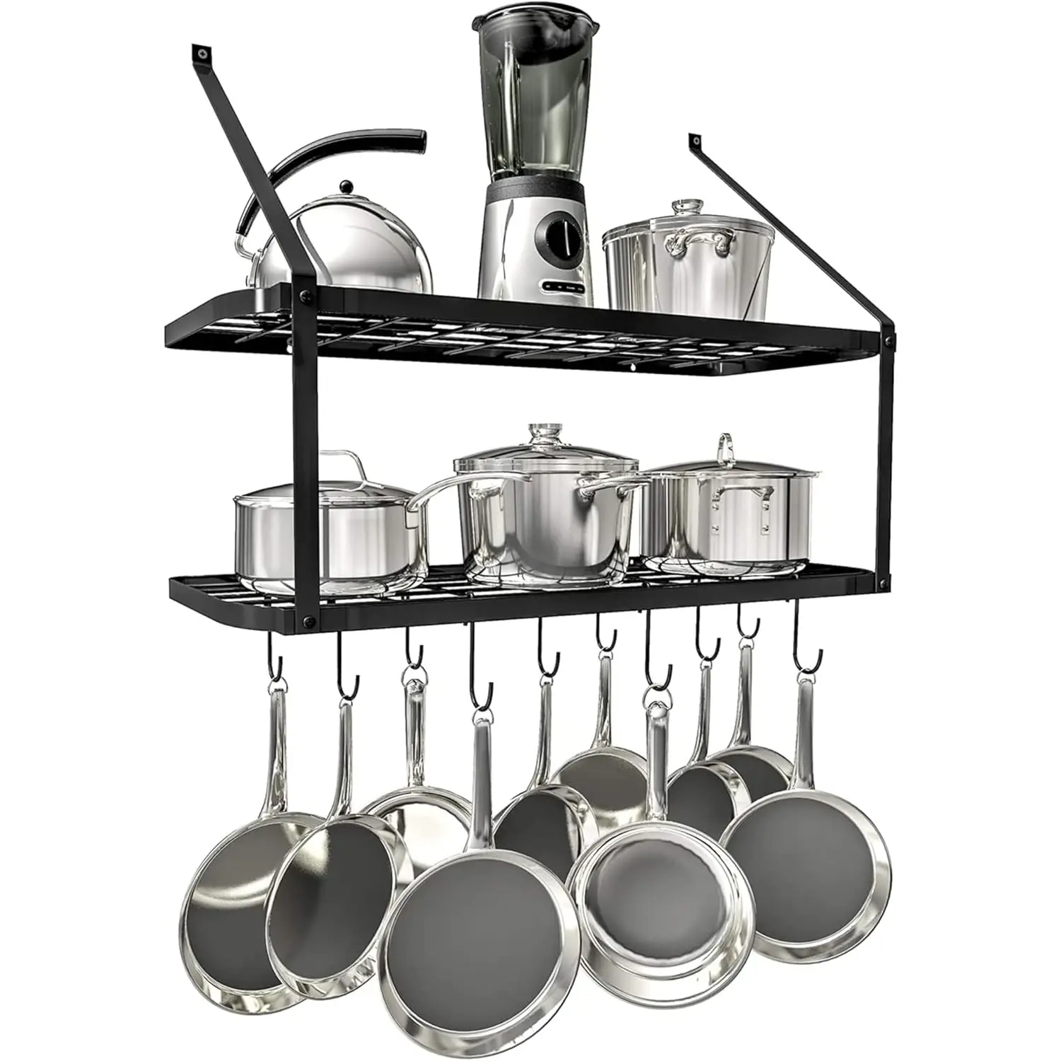 Hanging Pot Rack - Rustproof Wall Mounted Pot Rack Pan Hanger for Kitchen Storage & Organization - Durable, Thick Iron Material