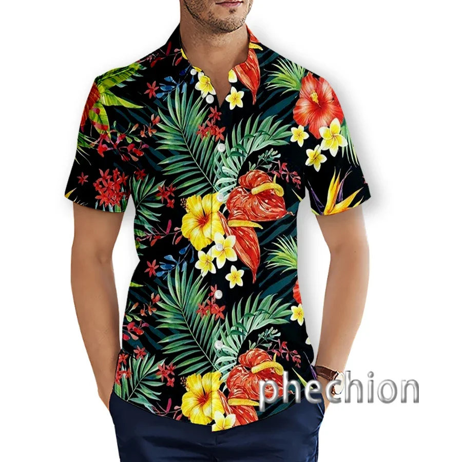 

phechion New Fashion Men's Floral 3D Print Hwaiian Short Sleeve Beach Shirts T04