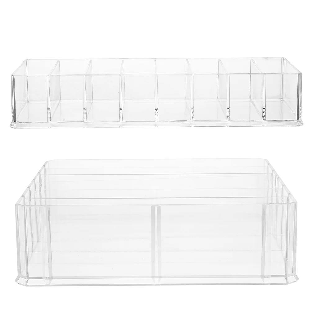 

2 Pcs Tray Storage Box Coin Grid Ticket Case Transparent Phone Containers