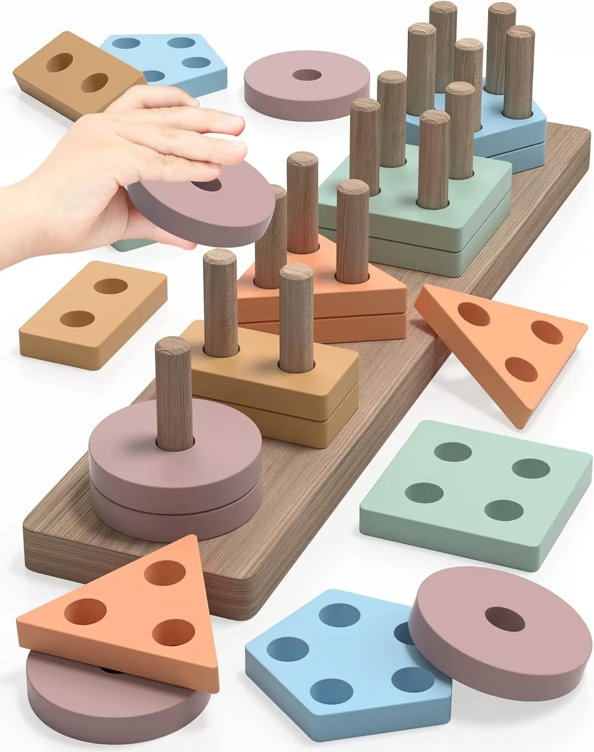 

Montessori Toys for 1 2 3 Years Old Boys Girls Birthday Gifts, Wooden Sensory Toys for Ages 2-4 Toddlers Kids Baby, Toddler Lear