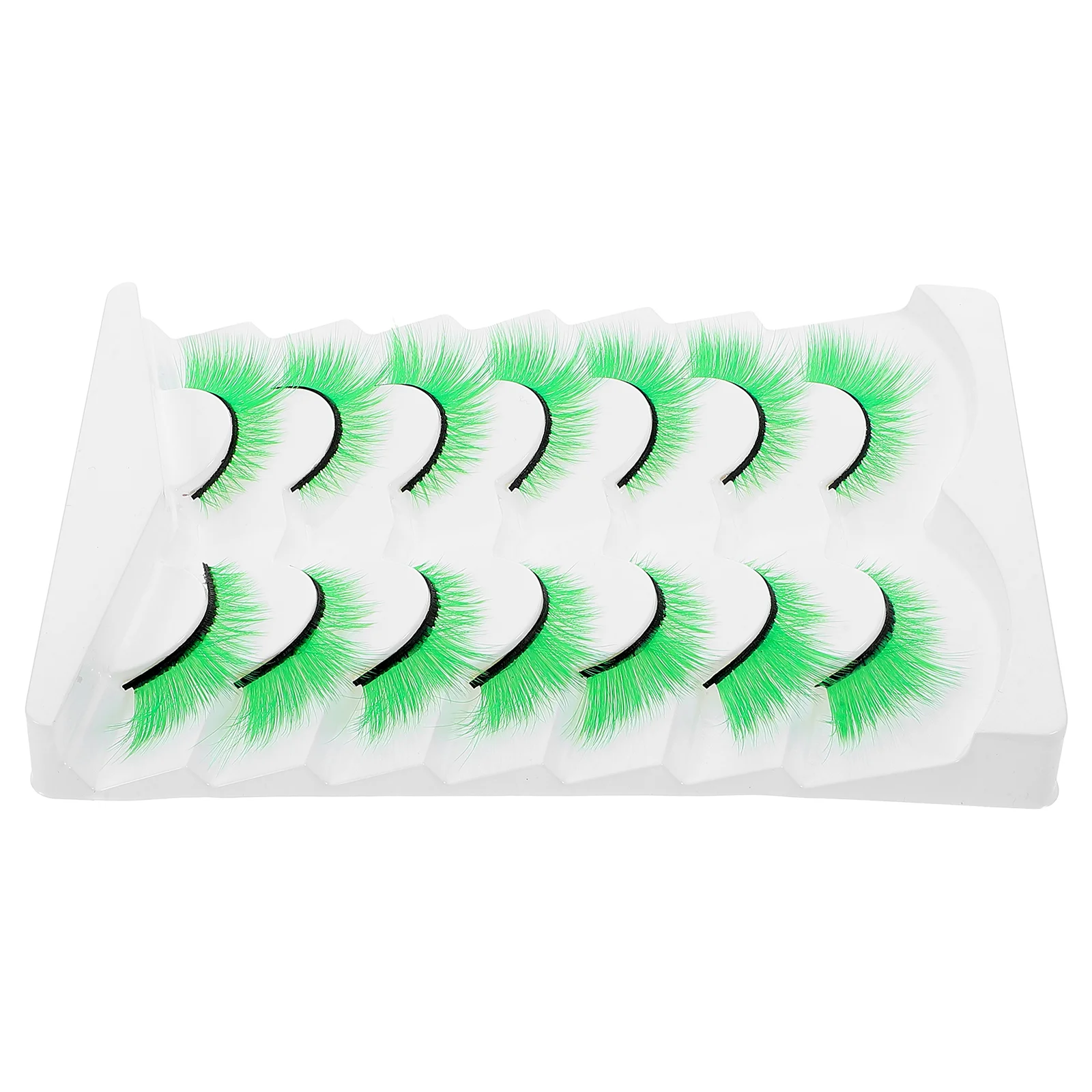 7 Pairs Green False Eyelashes Costume Halloween for Women Filament Fake